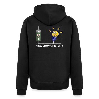 You complete me - Funny Physics Electrical Design - Unisex Premium Organic Zip Hoodie - black - Back - Nico (187cm)