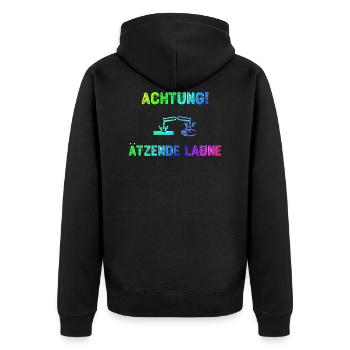 Achrung-Ätzende Laune | Schlechte Laune - Unisex Premium Bio Zip Hoodie - Schwarz - Hinten - Nico (187cm)
