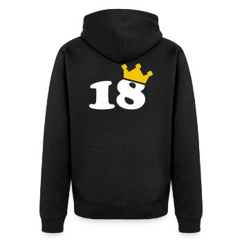 18 Krone 18. Geburtstag 18 Jahre - Unisex Premium Bio Zip Hoodie - Schwarz - Hinten - Nico (187cm)