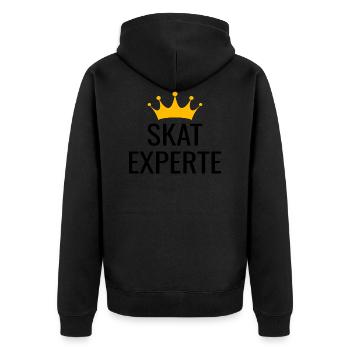 Skat Experte Poker Pokern Kartenspiel - Unisex Premium Bio Zip Hoodie - Schwarz - Hinten - Nico (187cm)