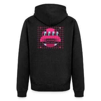 Testbild System fährt hoch - Unisex Premium Bio Zip Hoodie - Schwarz - Hinten - Nico (187cm)