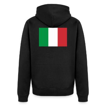 Flagge Italien / Italienische Flagge - Unisex Premium Bio Zip Hoodie - Schwarz - Hinten - Nico (187cm)