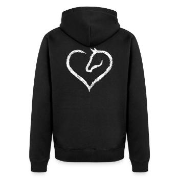 Pferd Herz Gekritzel Reiten Pferdebesitzerin - Unisex Premium Bio Zip Hoodie - Schwarz - Hinten - Nico (187cm)