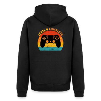 9th Wedding Anniversary - Full Level 9 - Unisex Premium Organic Zip Hoodie - black - Back - Nico (187cm)