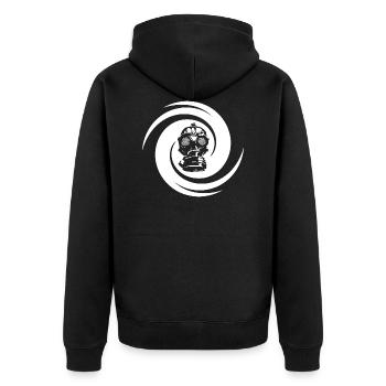 Gas Mask - Freetekno - Unisex Premium Organic Zip Hoodie - black - Back - Nico (187cm)