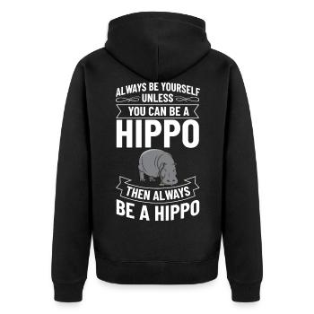 Hippo Dwarf Hippo Hippo Hippo Africa - Unisex Premium Organic Zip Hoodie - black - Back - Nico (187cm)