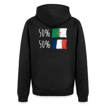 Moitié Français / Moitié algérien - Veste à capuche bio Premium Unisexe - noir - Dos - Nico (187cm)