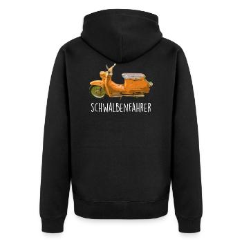 Schwalbenfahrer Schwalbe KR51 East Germany SuhlS51 - Unisex Premium Bio Zip Hoodie - Schwarz - Hinten - Nico (187cm)