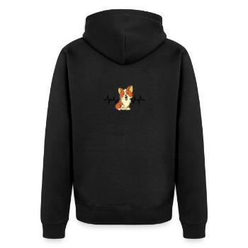 Welsh Corgi Heartbeat - Veste à capuche bio Premium Unisexe - noir - Dos - Nico (187cm)