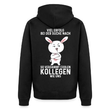 Viel Erfolg Jobwechsel Kollegen Abschied Arbeit - Unisex Premium Bio Zip Hoodie - Schwarz - Hinten - Nico (187cm)