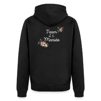 team de la Mariée evjf t-shirt assorti floral - Veste à capuche bio Premium Unisexe - noir - Dos - Nico (187cm)