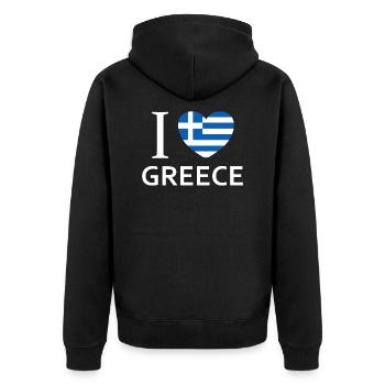 I love Greece - Unisex Premium Bio Zip Hoodie - Schwarz - Hinten - Nico (187cm)