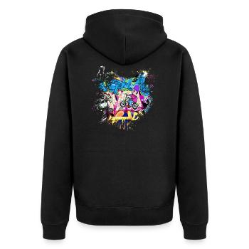 Graffitti - Unisex Premium Organic Zip Hoodie - black - Back - Nico (187cm)