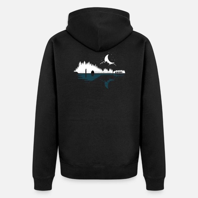 Mandoline Mandoliniste Lune Réflexion - Veste à capuche bio Premium Unisexe - noir