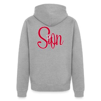 Sion Hauptstadt des Wallis - Unisex Premium Bio Zip Hoodie - Grau meliert - Hinten - Nico (187cm)