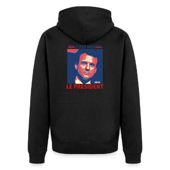 Emmanuel Macron, Präsident des Präsidenten 2022 - Unisex Premium Bio Zip Hoodie - Schwarz - Hinten - Nico (187cm)