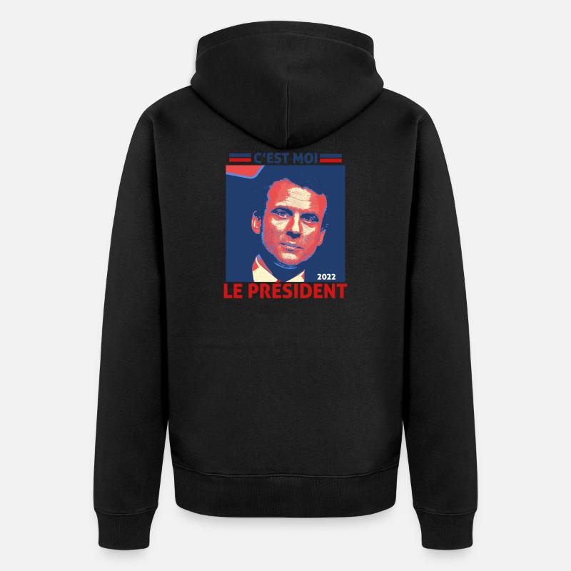 Emmanuel Macron le président présidentielle 2022 - Veste à capuche bio Premium Unisexe - noir