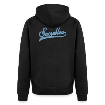 Sacrebleu quote - Unisex Premium Organic Zip Hoodie - black - Back - Nico (187cm)
