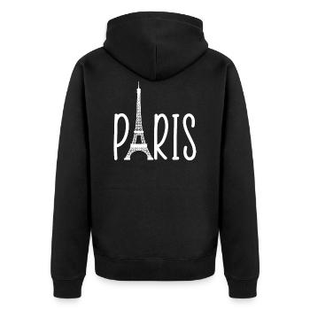 Paris Eiffel Tower - Unisex Premium Bio Zip Hoodie - Schwarz - Hinten - Nico (187cm)