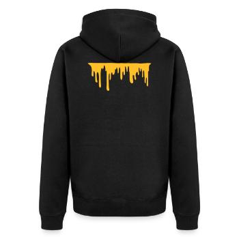 Dripping cheese strip - Unisex Premium Organic Zip Hoodie - black - Back - Nico (187cm)