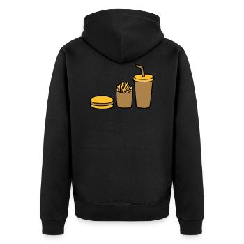 Burger Pommes Cola - Unisex Premium Bio Zip Hoodie - Schwarz - Hinten - Nico (187cm)