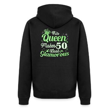 Anniversaire Reine fête ses 50 ans 50 ans Femmes - Veste à capuche bio Premium Unisexe - noir - Dos - Nico (187cm)
