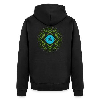 ohm signe vert bleu yoga - Veste à capuche bio Premium Unisexe - noir - Dos - Nico (187cm)