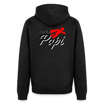Super Daddy Text with Figure Airplane Red Gift Idea - Unisex Premium Organic Zip Hoodie - black - Back - Nico (187cm)