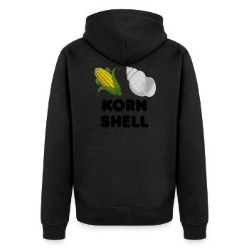 Korn Shell | KSH | Maisschale - Unisex Premium Bio Zip Hoodie - Schwarz - Hinten - Nico (187cm)