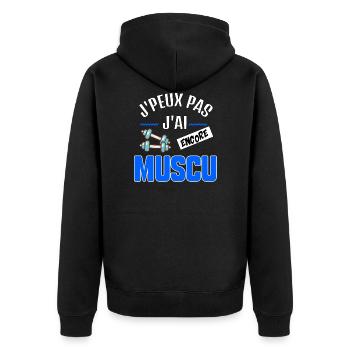MUSCULATION - J'peux pas j'ai encore musculation - Veste à capuche bio Premium Unisexe - noir - Dos - Nico (187cm)