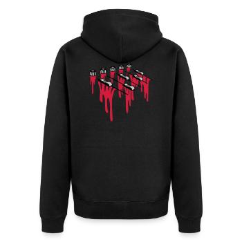 Blut Tropfen Mischpult - Unisex Premium Bio Zip Hoodie - Schwarz - Hinten - Nico (187cm)