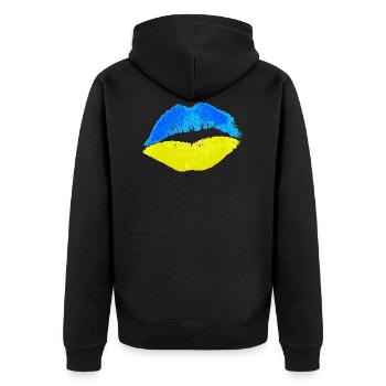 Kuss (Ukraine) - Unisex Premium Bio Zip Hoodie - Schwarz - Hinten - Nico (187cm)