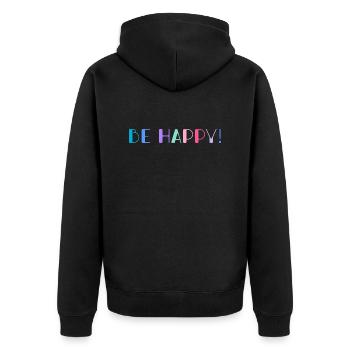 Be Happy Rainbow - Unisex Premium Organic Zip Hoodie - black - Back - Nico (187cm)