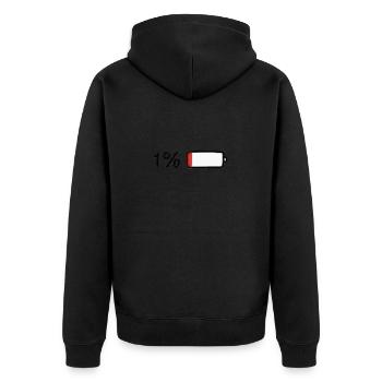 1% Prozent - Unisex Premium Bio Zip Hoodie - Schwarz - Hinten - Nico (187cm)