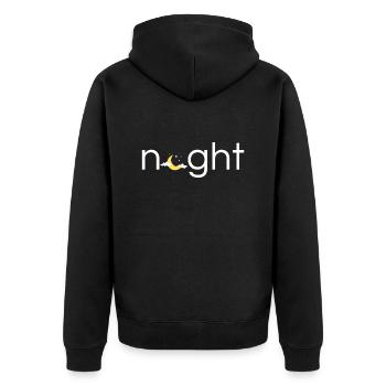 Nacht originelles Geschenk - Unisex Premium Bio Zip Hoodie - Schwarz - Hinten - Nico (187cm)