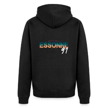 Essonne 91 - Unisex Premium Bio Zip Hoodie - Schwarz - Hinten - Nico (187cm)
