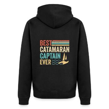 Catamaran Sailing Sailor Best Catamaran Captain - Unisex Premium Organic Zip Hoodie - black - Back - Nico (187cm)
