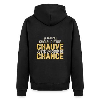 Chauve, Cadeau Citation Humour Calvitie - Veste à capuche bio Premium Unisexe - noir - Dos - Nico (187cm)