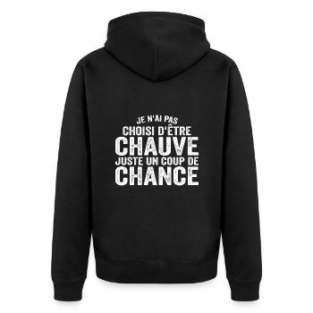 Chauve, Cadeau Citation Humour Calvitie - Veste à capuche bio Premium Unisexe - noir - Dos - Nico (187cm)