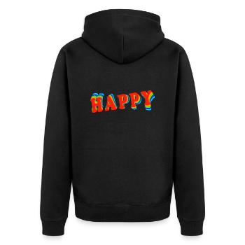 Happy Retro 70th Style - Unisex Premium Bio Zip Hoodie - Schwarz - Hinten - Nico (187cm)