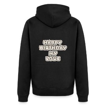 Joyeux anniversaire mon amour - Veste à capuche bio Premium Unisexe - noir - Dos - Nico (187cm)