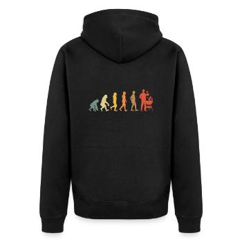 Grillen Evolution Vintage Retro - Unisex Premium Bio Zip Hoodie - Schwarz - Hinten - Nico (187cm)