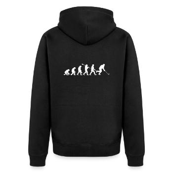 Heartbeat Ice Hockey - Eishockey - Unisex Premium Bio Zip Hoodie - Schwarz - Hinten - Nico (187cm)
