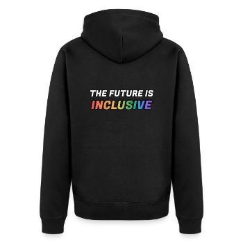 Die Zukunft ist inklusiv - Unisex Premium Bio Zip Hoodie - Schwarz - Hinten - Nico (187cm)