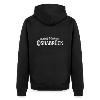 Stabil bleiben Osnabrück - Unisex Premium Bio Zip Hoodie - Schwarz - Hinten - Nico (187cm)