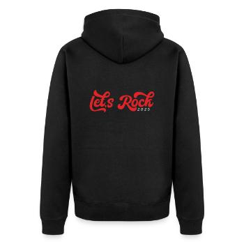 Let's Rock 2025, Vintage New Year Tee - Unisex Premium Organic Zip Hoodie - black - Back - Nico (187cm)