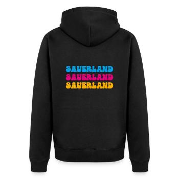 Sauerland - Unisex Premium Bio Zip Hoodie - Schwarz - Hinten - Nico (187cm)