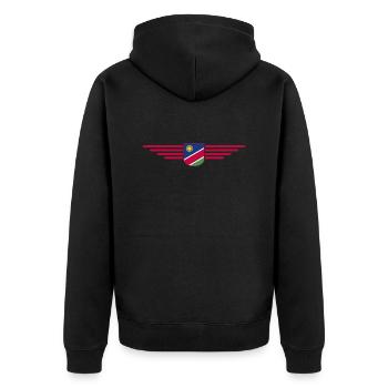 Namibia T-Shirt for Fans and Travelers - Unisex Premium Organic Zip Hoodie - black - Back - Nico (187cm)