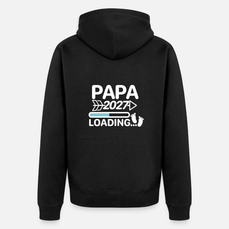 Je vais être papa 2027 pieds de bébé - Veste à capuche bio Premium Unisexe - noir