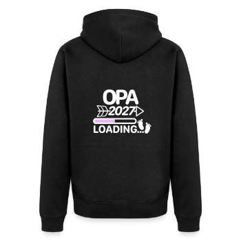 Opa 2027 Babyfüsse - Unisex Premium Bio Zip Hoodie - Schwarz - Hinten - Nico (187cm)